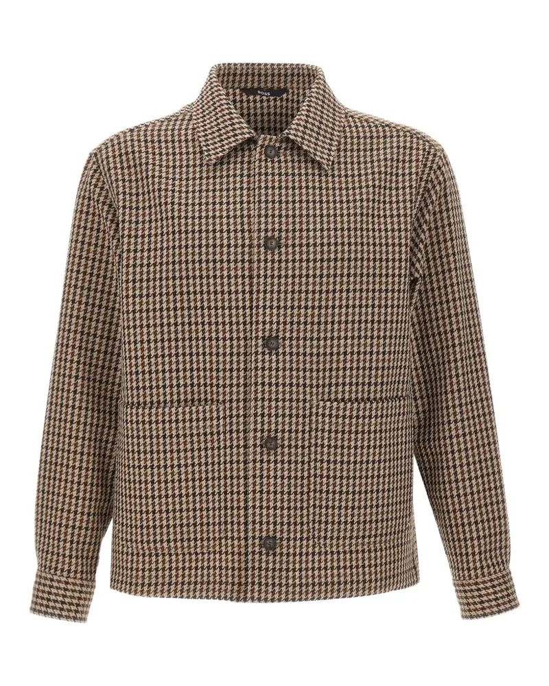 HUGO BOSS Jacke mit lockerem Schnitt und Vichy-Karo - Braun Braun