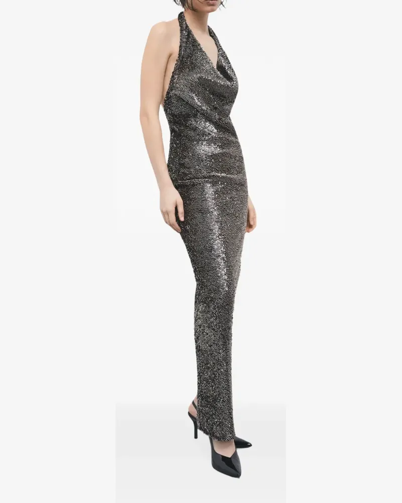 Patrizia Pepe sequin-embellished halterneck maxi dress - Silber Silber