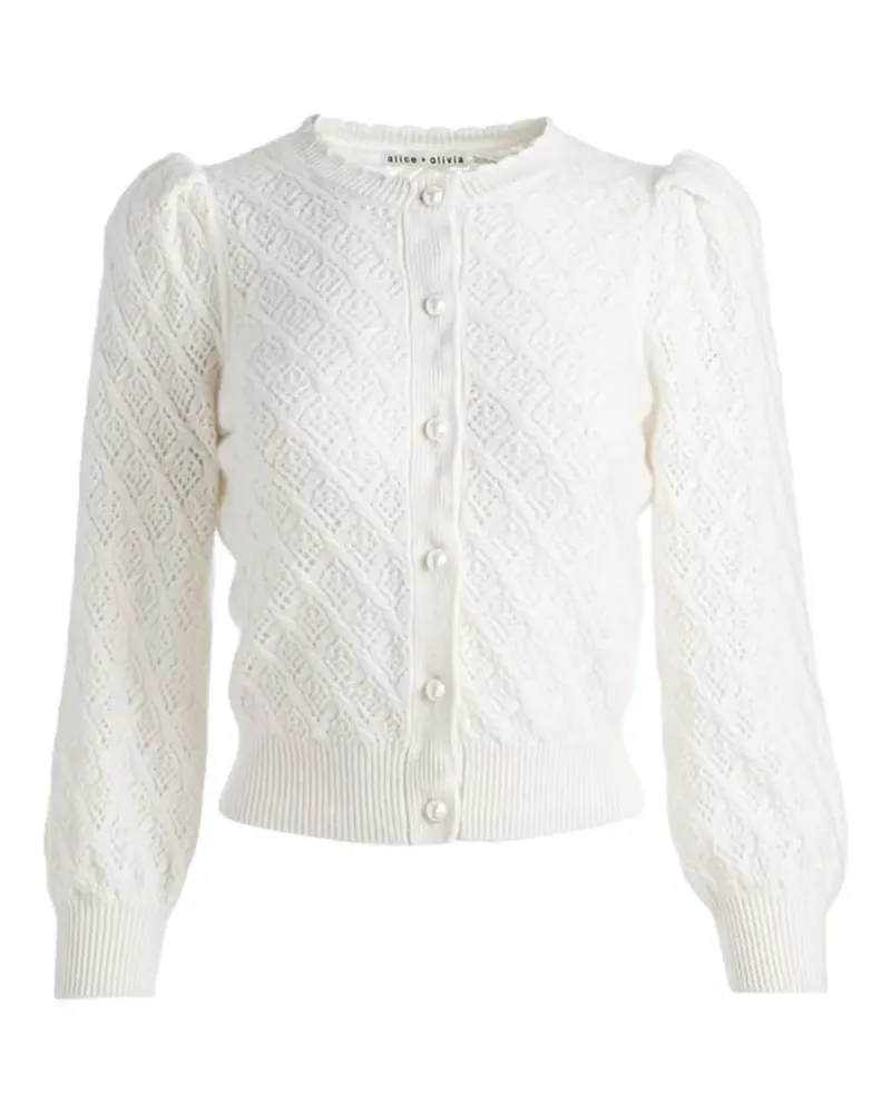 Alice + Olivia Cardigan mit Rautenmuster - Weiß Weiß