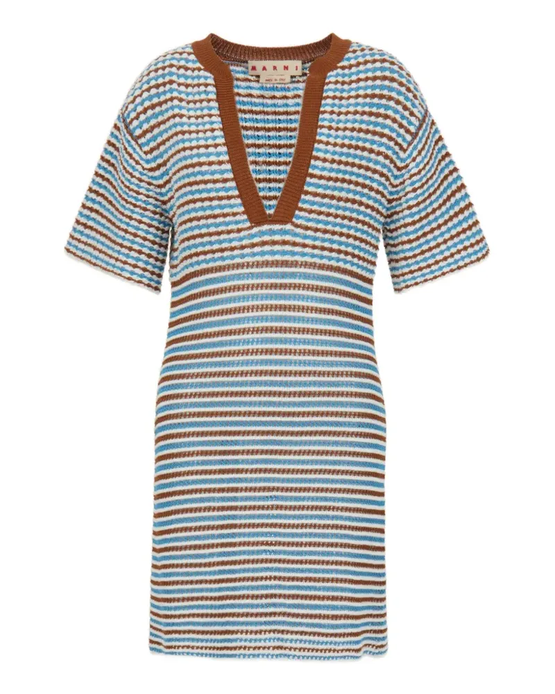 Marni striped crocheted A-line dress - Blau Blau