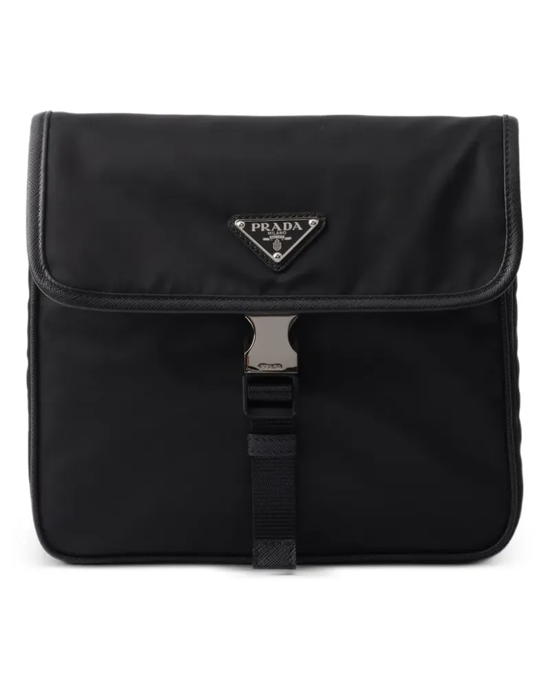 Prada Kuriertasche mit Logo-Schild - Schwarz Schwarz