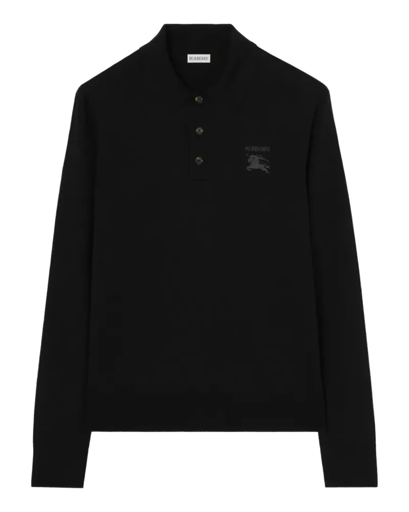 Burberry long-sleeve Knight wool polo shirt - Schwarz Schwarz