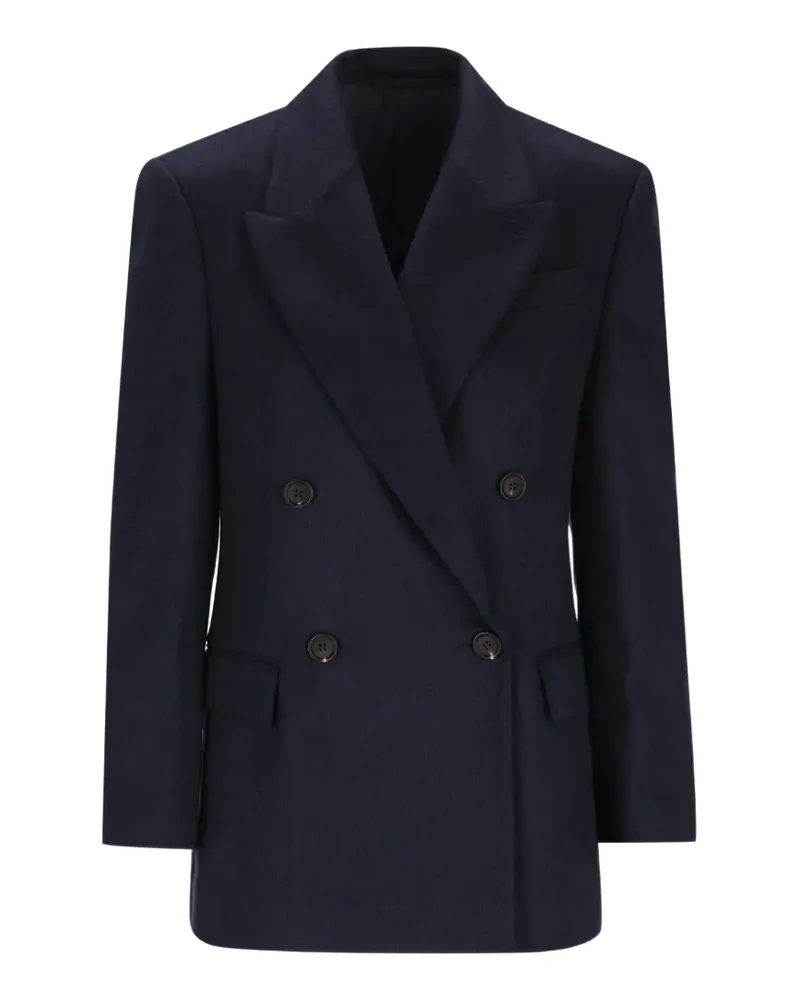 Brunello Cucinelli double-breasted peak-lapels blazer - Blau Blau