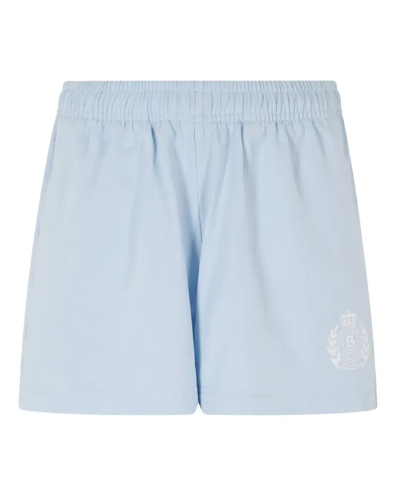 SPORTY & RICH logo-print elasticated-waist shorts - Blau Blau