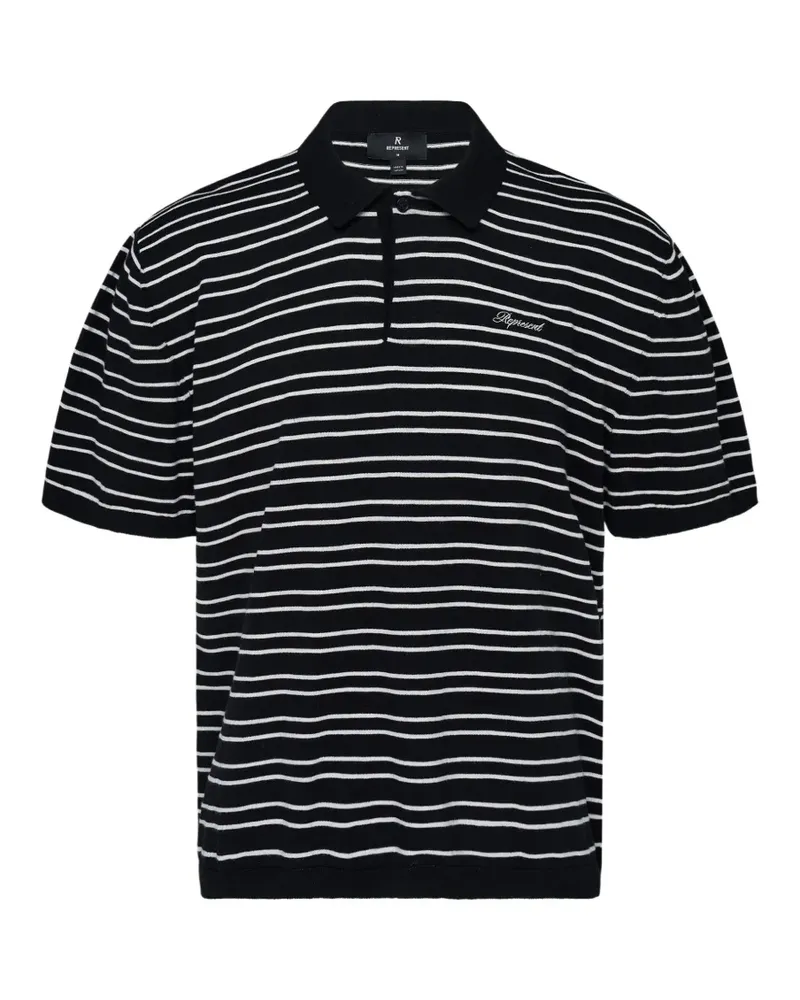 REPRESENT Gestreiftes California Poloshirt - Schwarz Schwarz