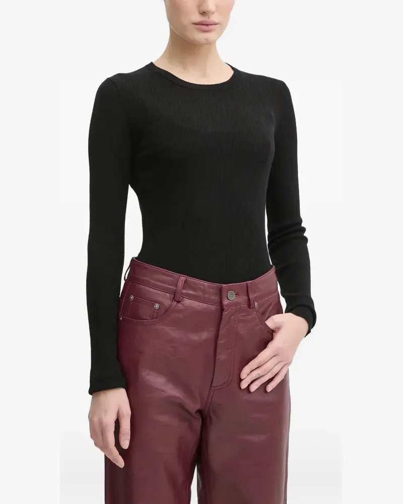 Day Birger et Mikkelsen Geripptes Langarmshirt - Schwarz Schwarz