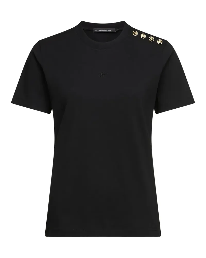 Karl Lagerfeld button-detail T-shirt - Schwarz Schwarz
