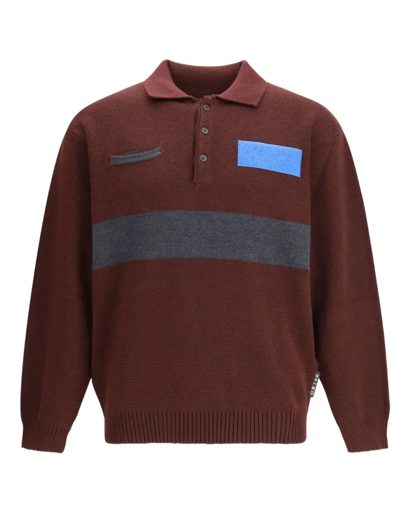 GR10K Gestreiftes Poloshirt mit Knopfverschluss - Rot Rot