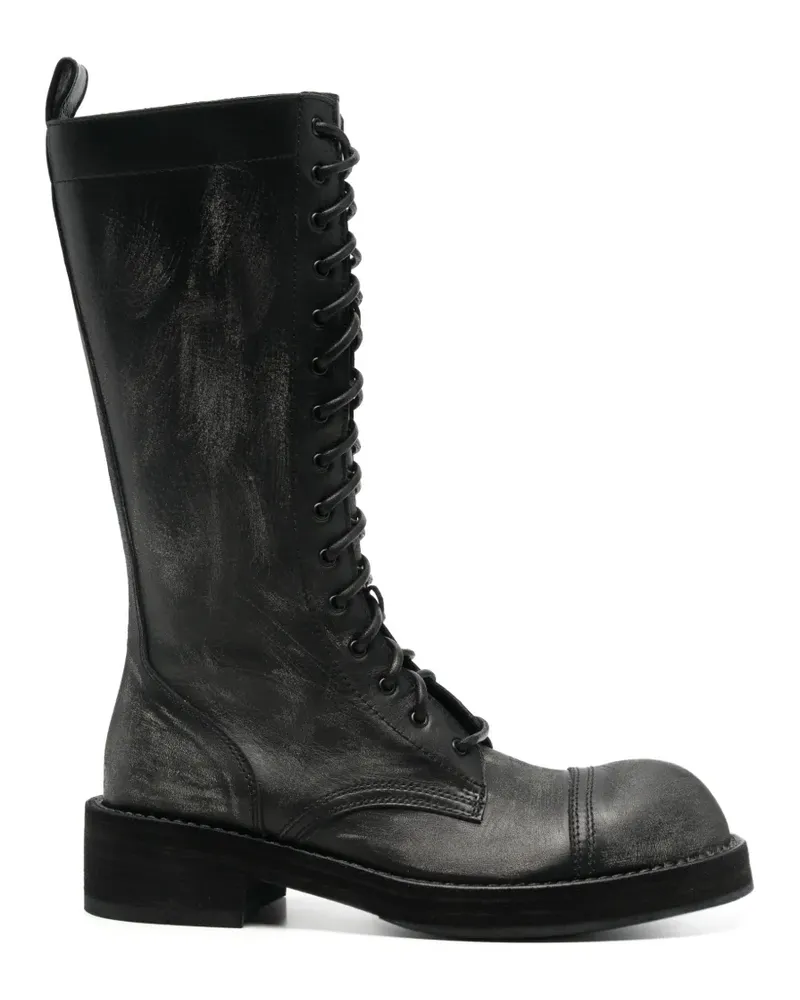 Ann Demeulemeester Schnürstiefel im Distressed-Look - Schwarz Schwarz