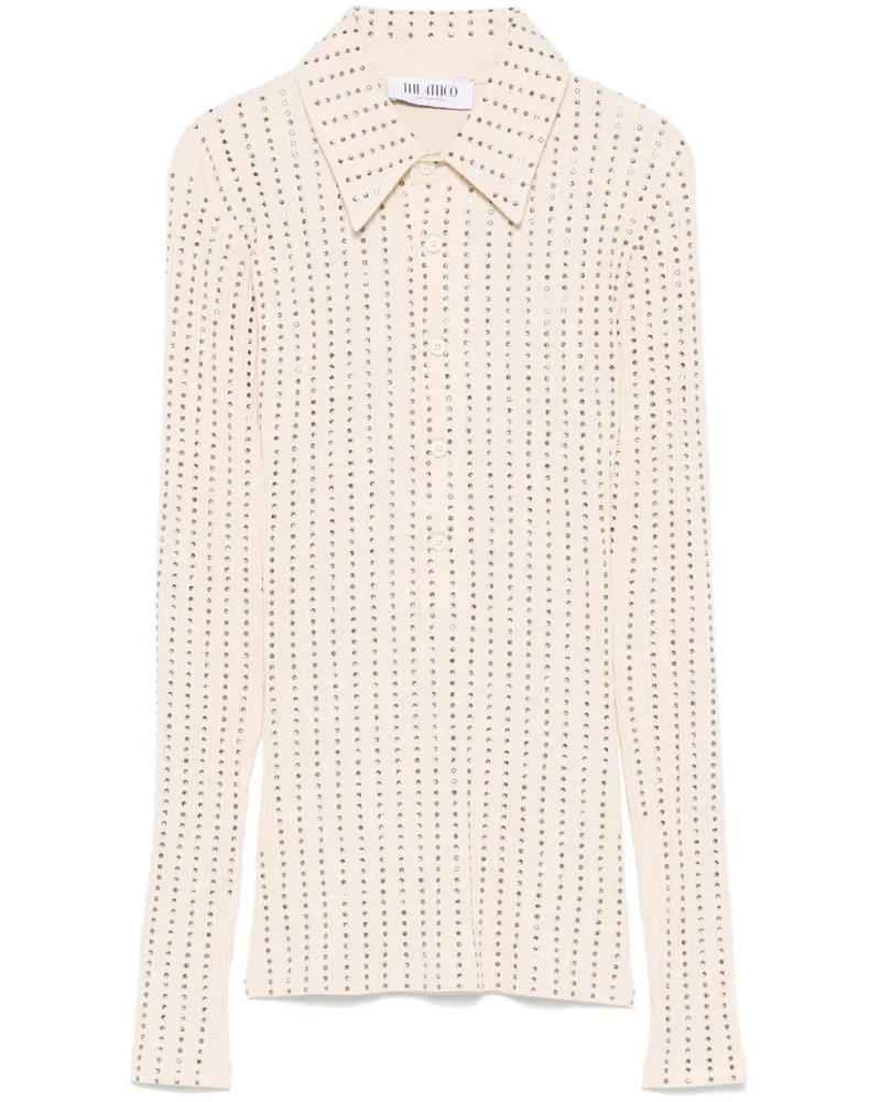 ATTICO Poloshirt mit Strassverzierung - Nude Nude