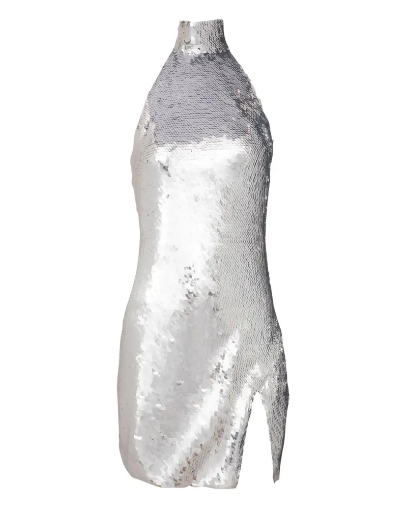 Balmain Minikleid mit Pailletten - Silber Silber