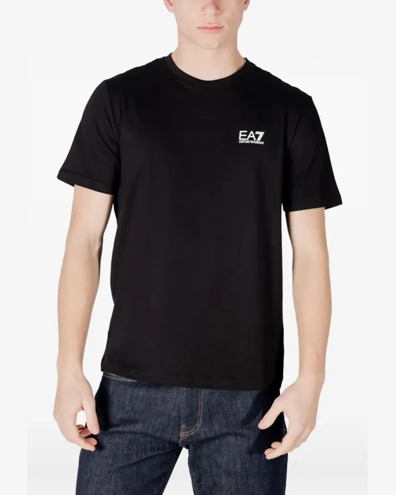 EA7 T-Shirt mit Logo-Print - Schwarz Schwarz