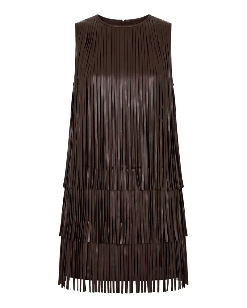 Simon Miller Jupiter Minikleid mit Fransenbesatz - Braun Braun