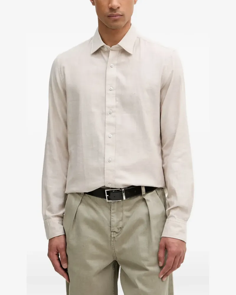 Michael Kors cotton and linen slim-fit shirt - Nude Nude