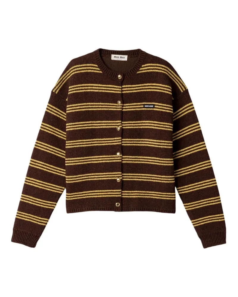 Miu Miu Cardigan mit Querstreifen - Braun Braun