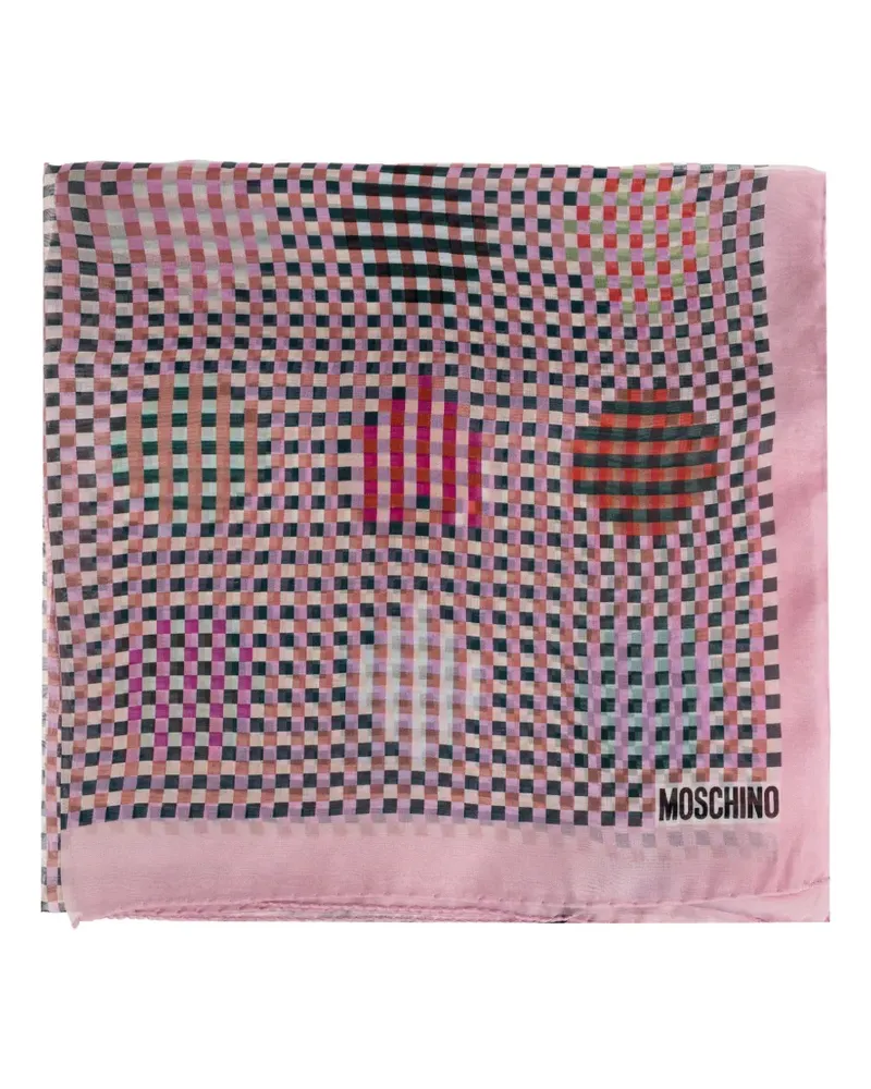 Moschino chequered silk scarf - Rosa Rosa
