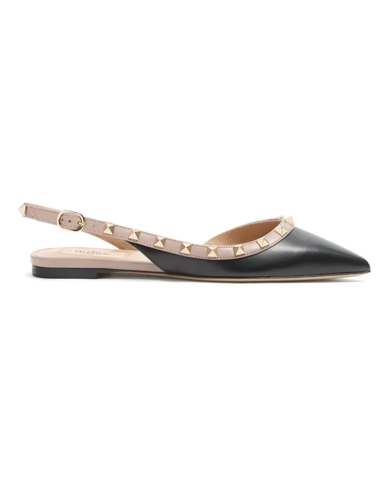 Valentino Garavani Rockstud calfskin flat pumps - Schwarz Schwarz
