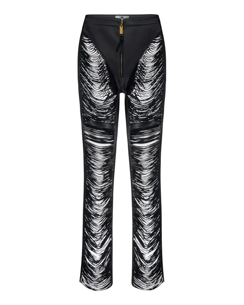 Elisabetta Franchi fringed nappa leather trousers - Schwarz Schwarz