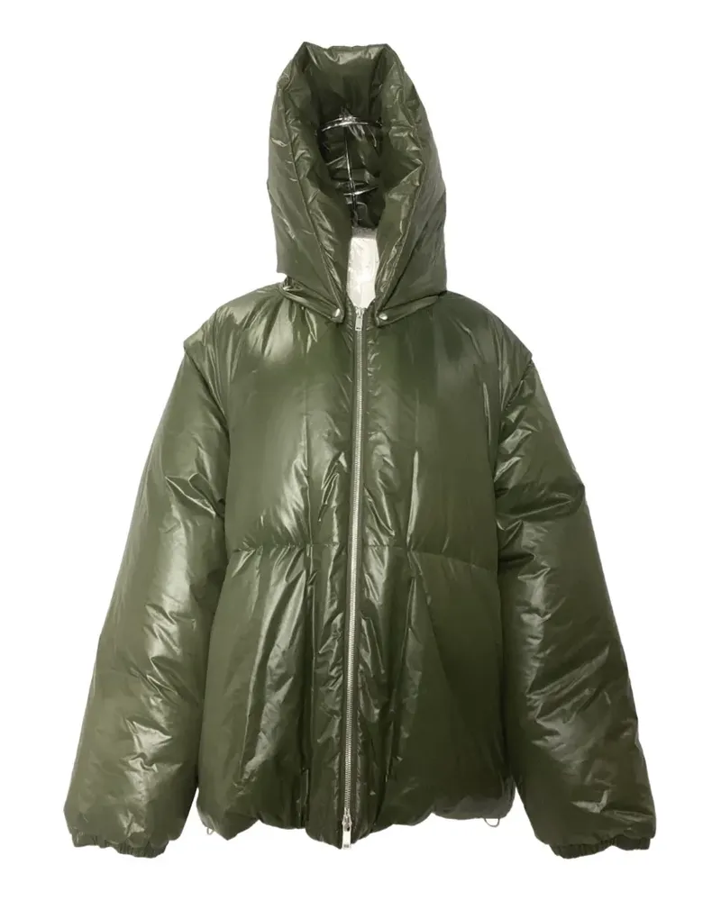 Jil Sander zipped hooded puffer jacket - Grün Grün