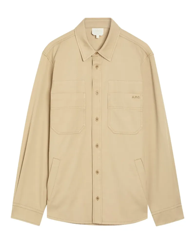 A.P.C. logo-embroidered chest-pocket jacket - Nude Nude