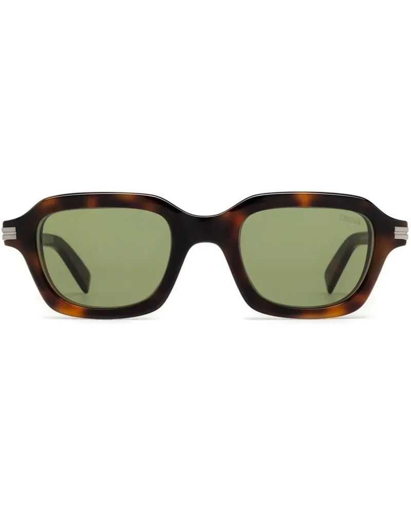 Ermenegildo Zegna Sonnenbrille mit eckigem Gestell - Braun Braun