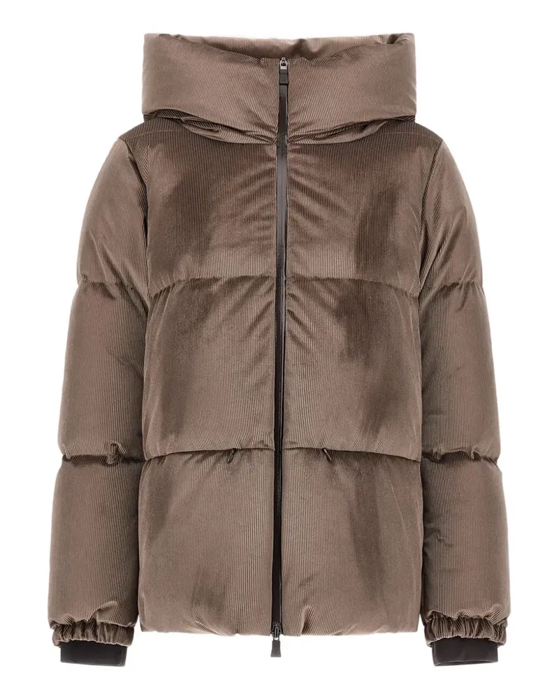Herno quilted hooded cordurou padded jacket - Braun Braun