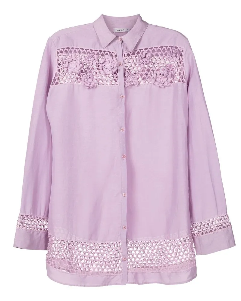 Amir Slama Oversized-Hemd mit Spitze - Violett Violett