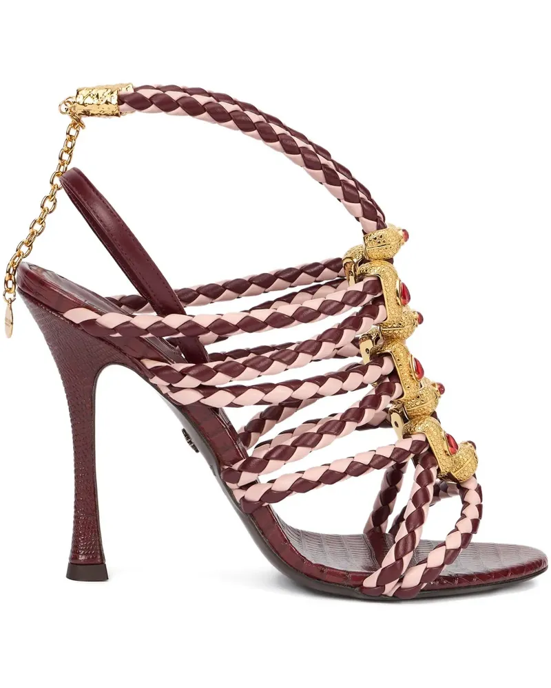 Roberto Cavalli Verzierte Sandalen mit Flechtdetail - Rot Rot