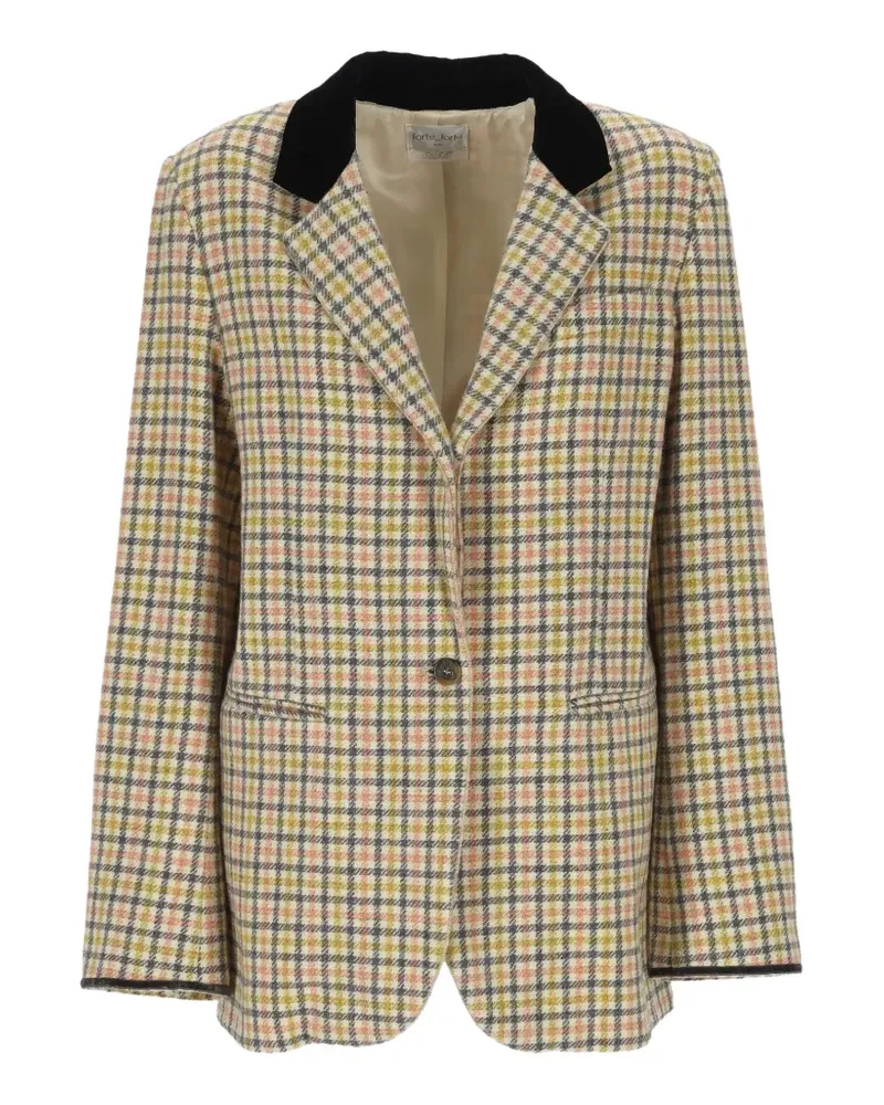 forte_forte check-pattern blazer - Nude Nude