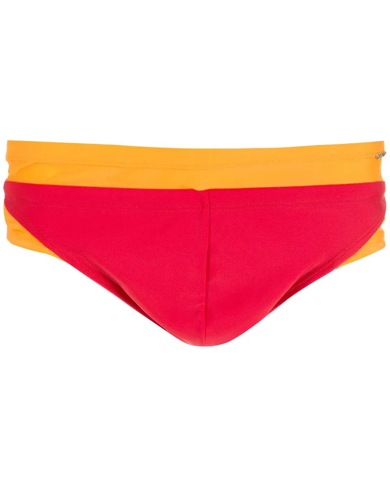 Amir Slama Badehose in Colour-Block-Optik - Rot Rot