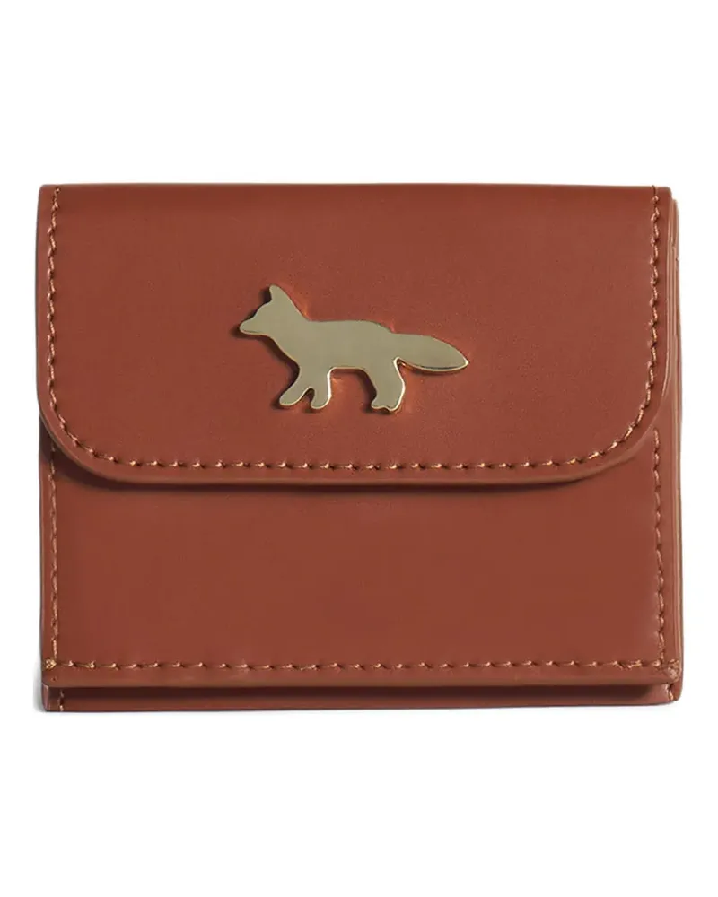 Kitsuné Edie fox-plaque leather wallet - Braun Braun