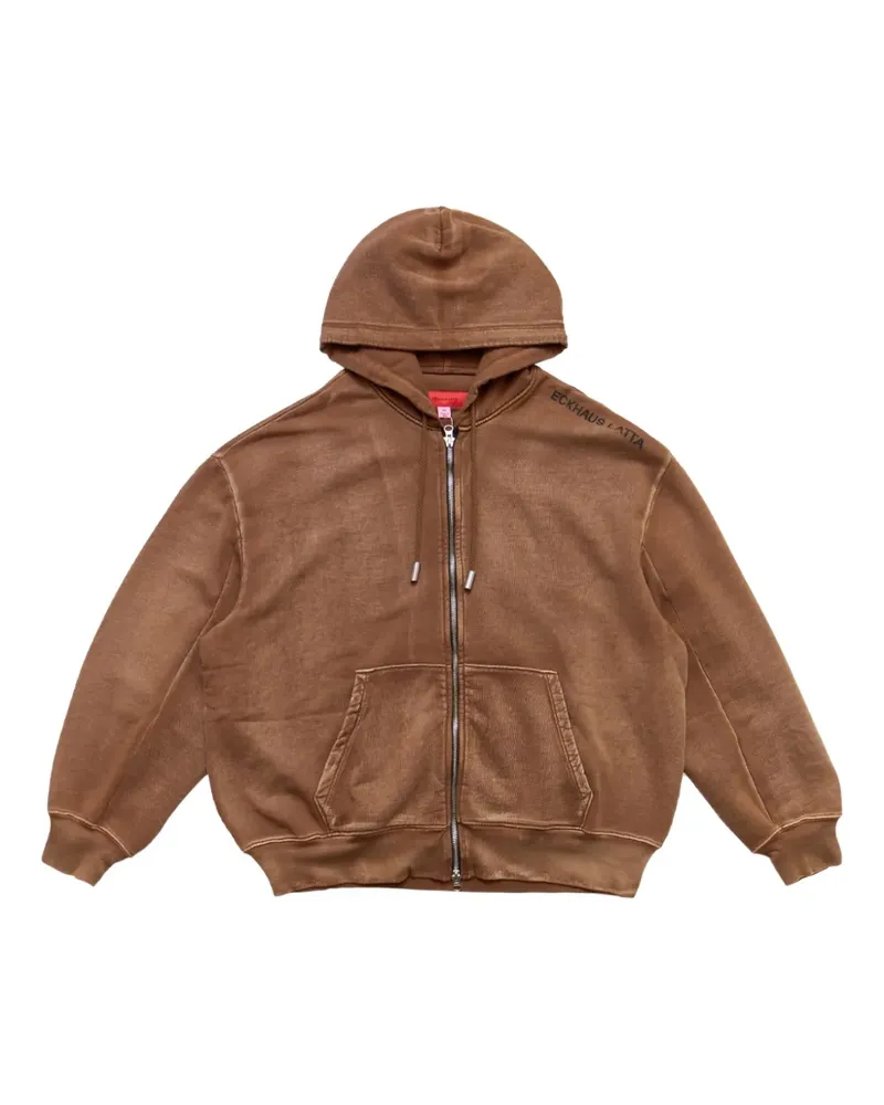 Eckhaus Latta Bison zip-front hoodie - Braun Braun