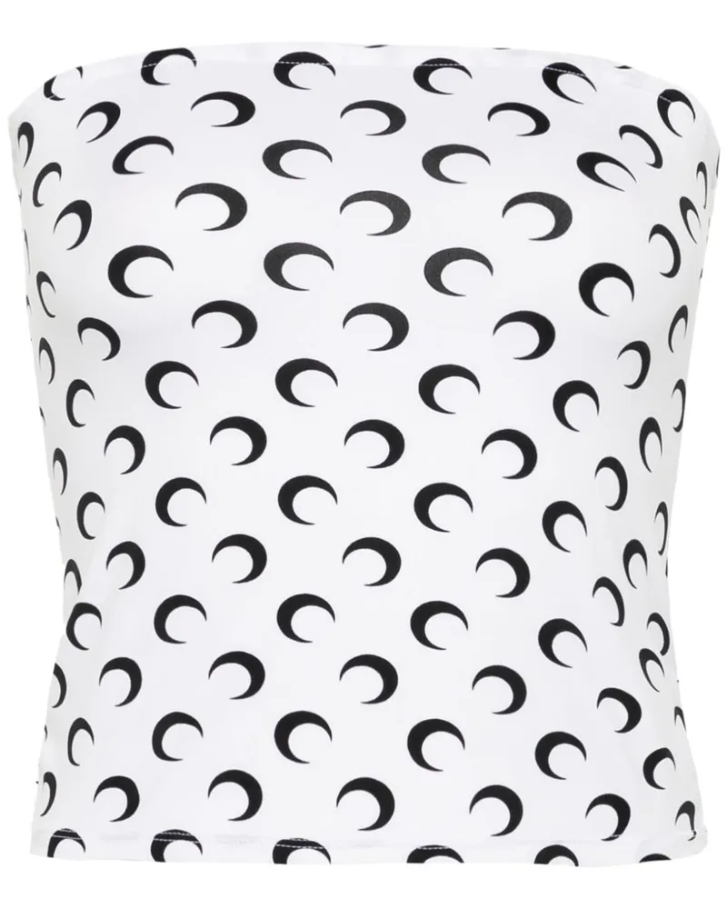 Marine Serre Schlauchtop mit Crescent Moon-Print - Weiß Weiß