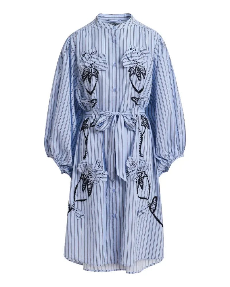Essentiel floral-appliqué striped shirt dress - Blau Blau