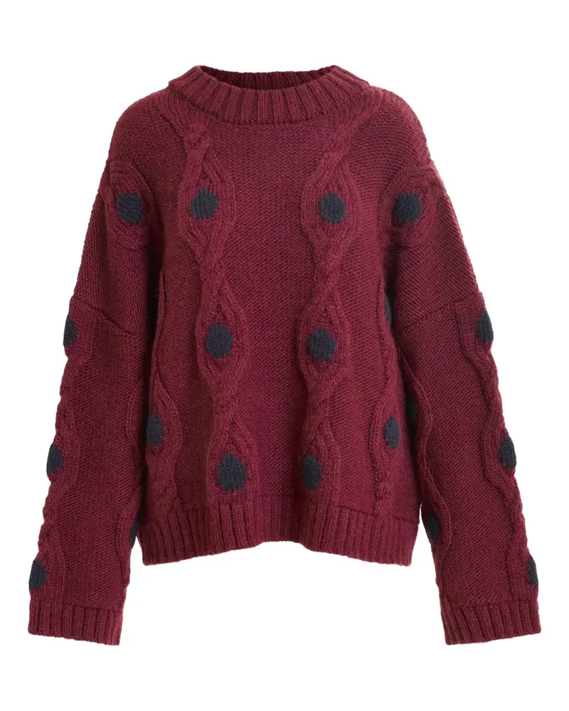 Essentiel Ixel Pullover mit Zopfmuster - Rot Rot