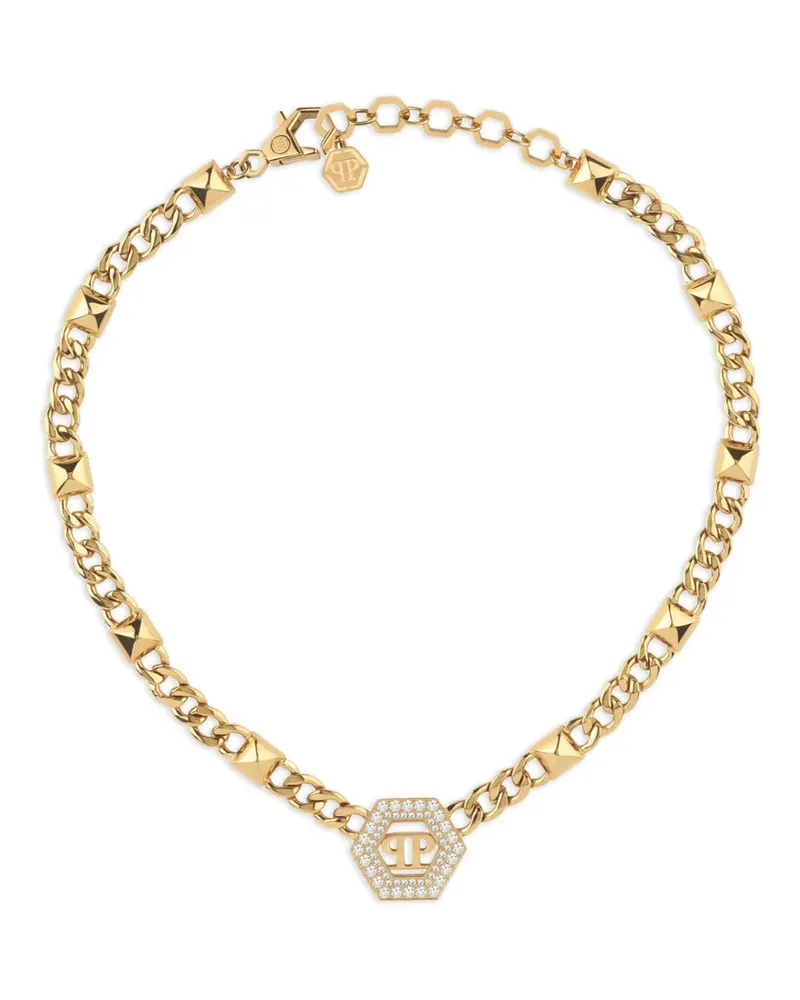Philipp Plein Halskette mit sechseckigen Nieten - Gold Gold