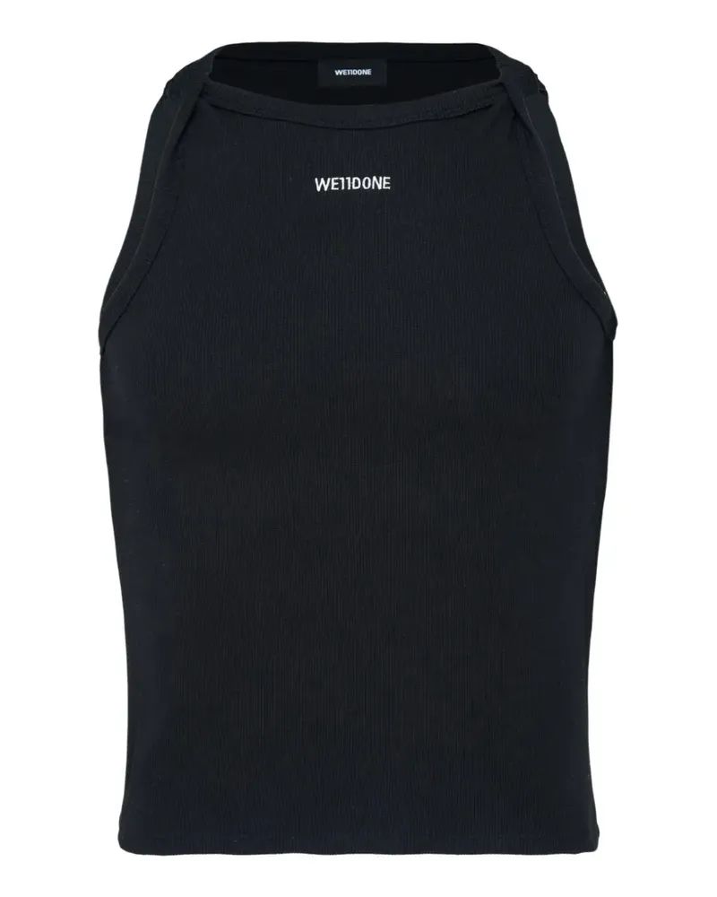 WE 11 DONE Geripptes Tanktop mit Logo-Print - Schwarz Schwarz
