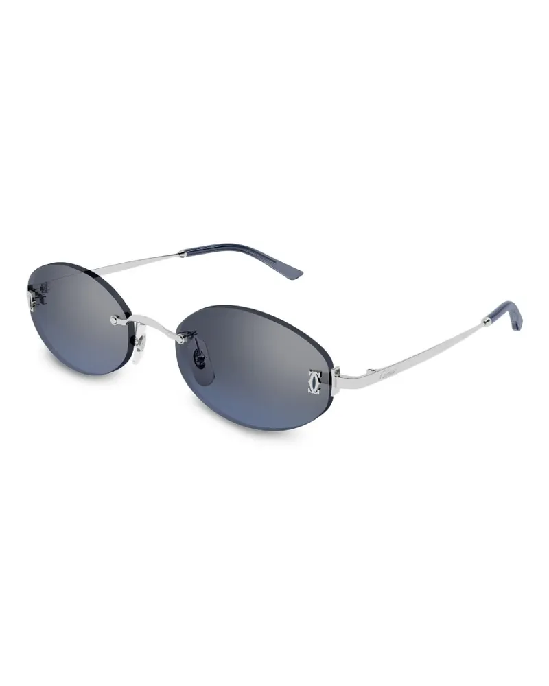 Cartier Rahmenlose Sonnenbrille mit ovalem Gestell - Silber Silber