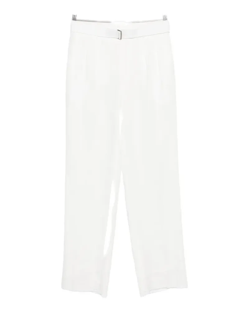 Tagliatore belted pleated-detail trousers - Weiß Weiß