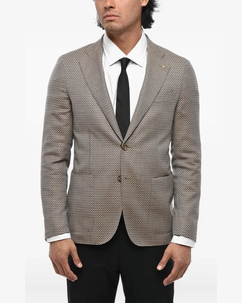 Corneliani geometric-pattern wool blazer - Braun Braun