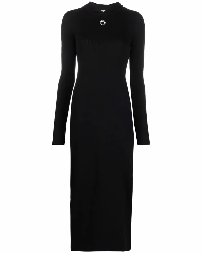 Marine Serre Kleid mit Logo-Stickerei - Schwarz Schwarz