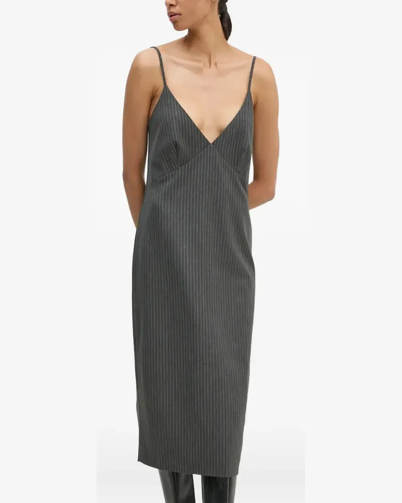 Day Birger et Mikkelsen Gestreiftes Kleid mit V-Ausschnitt - Grau Grau