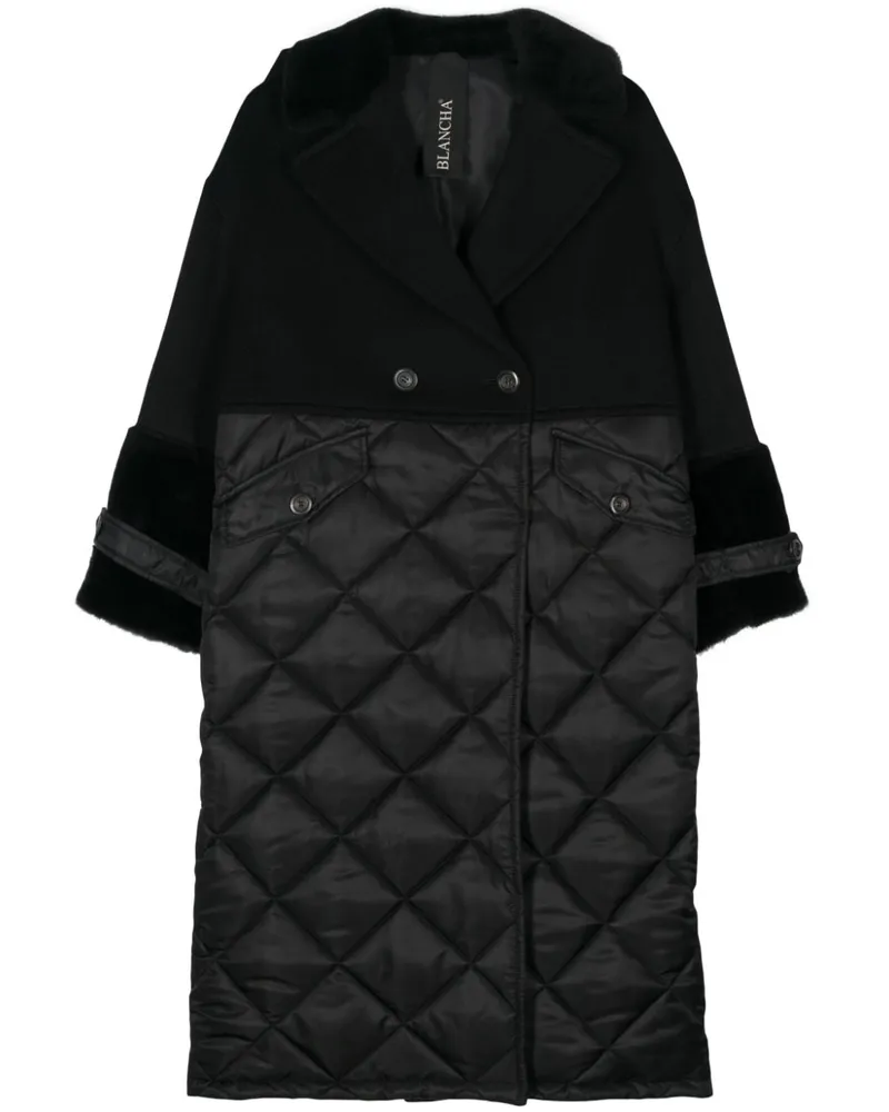 BLANCHA double-breasted panelled coat Schwarz