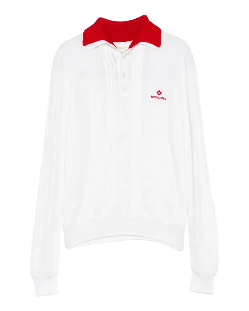 SHUSHU/TONG contrast-collar knitted polo top - Weiß Weiß
