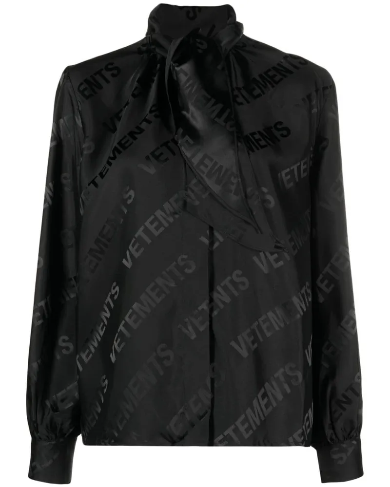 VETEMENTS Hemd mit Jacquard-Logo - Schwarz Schwarz
