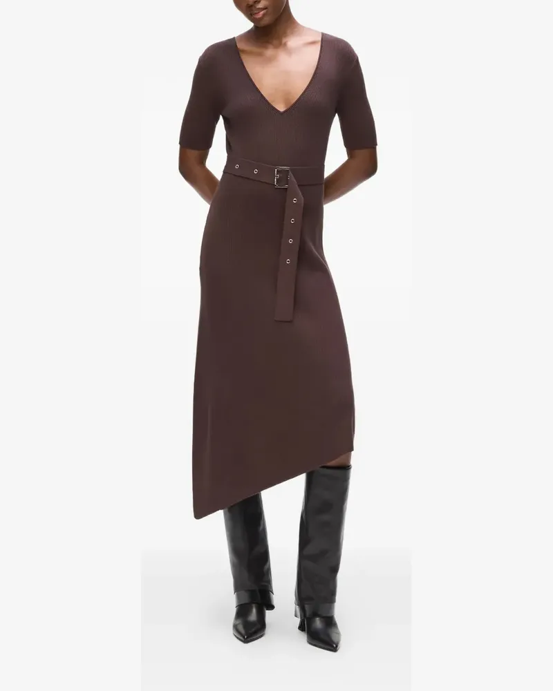 Karl Lagerfeld Belted V-neck midi dress - Braun Braun