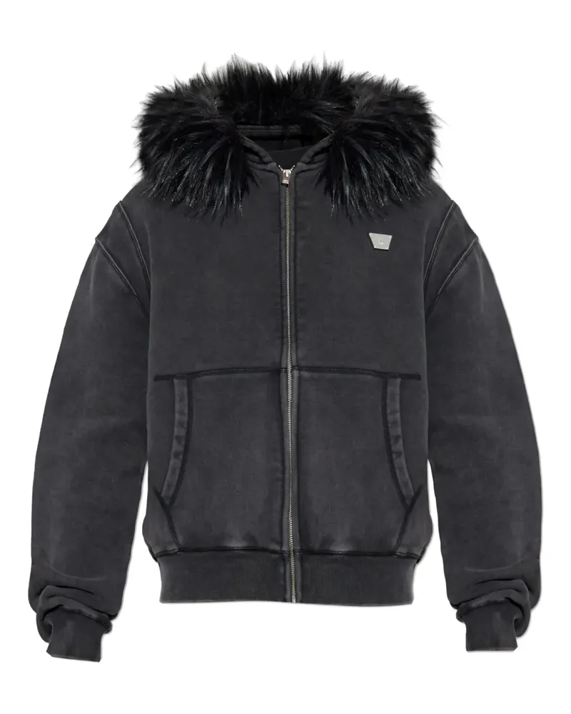 MISBHV Hoodie mit Faux Fur-Besatz - Schwarz Schwarz
