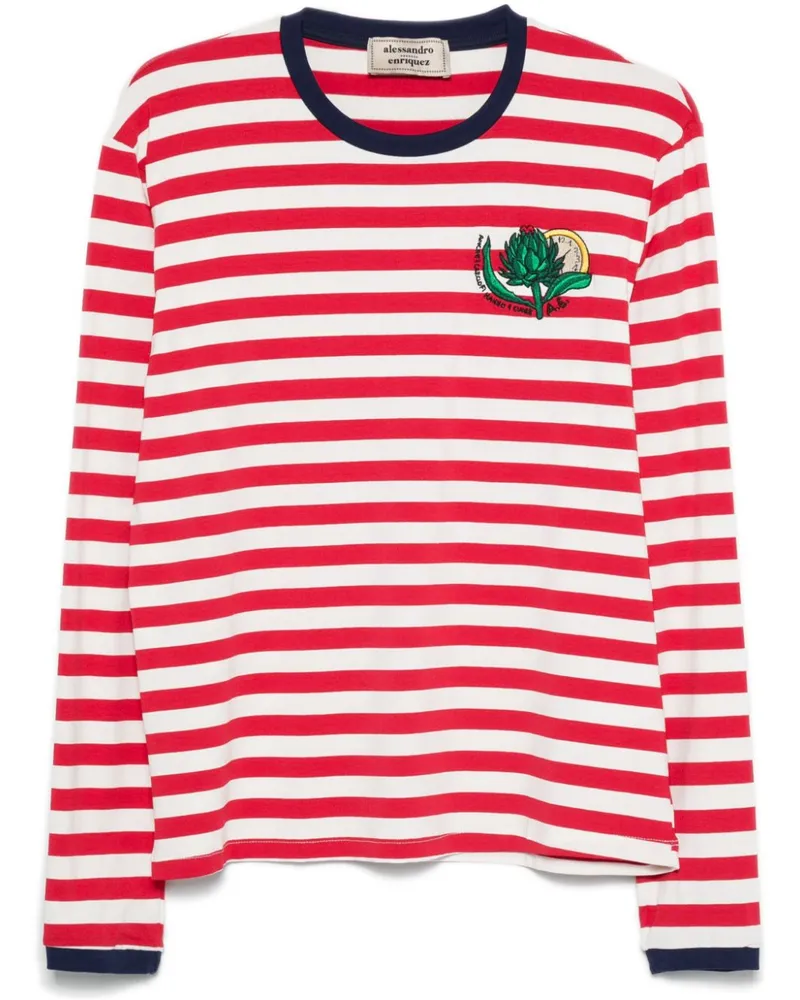 Alessandro Enriquez Gestreiftes T-Shirt - Weiß Weiß