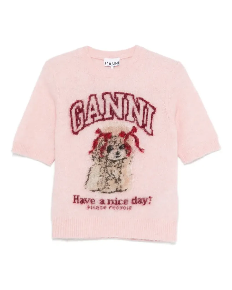 Ganni patterned knitted top - Rosa Rosa