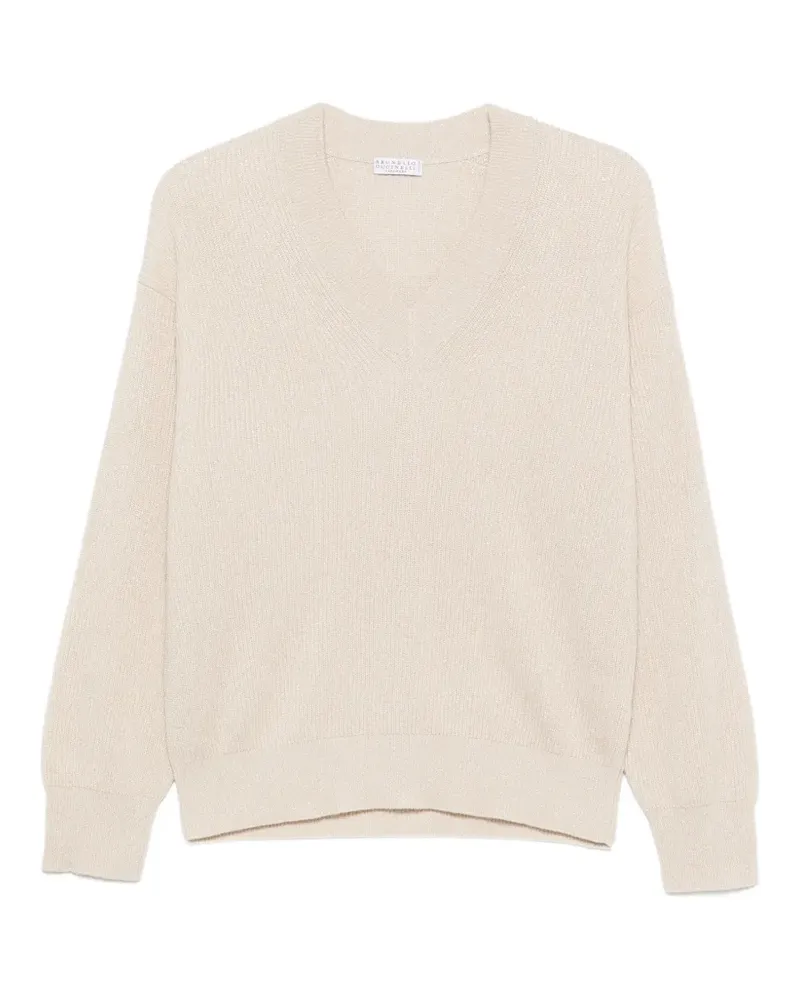 Brunello Cucinelli Pullover mit V-Ausschnitt - Nude Nude